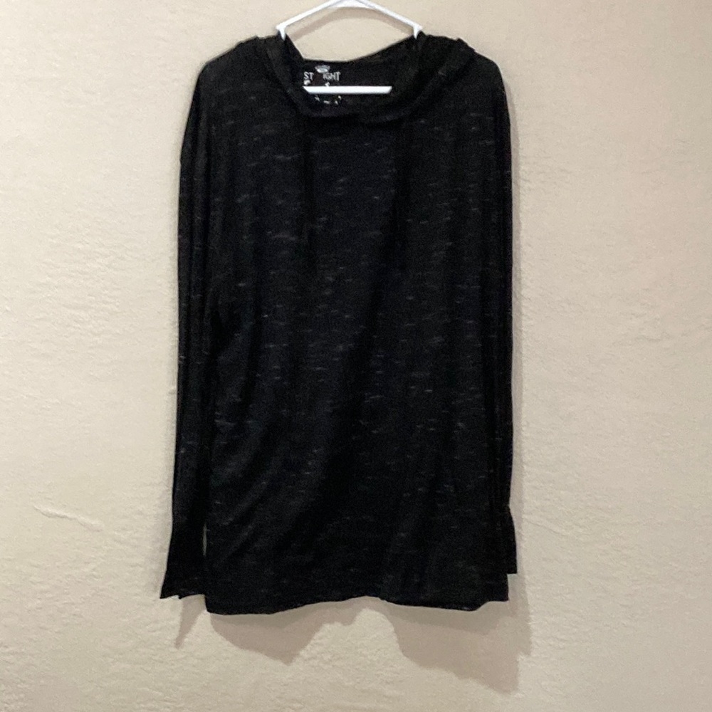 Men’s XXL Straight Faded Long sleeve hooded black shirt